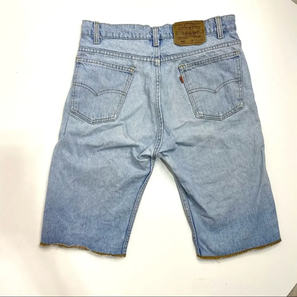 Levi’s Vintage ‘82 Orange Tab surged Hem 505 Light Wash Denim Shorts 31